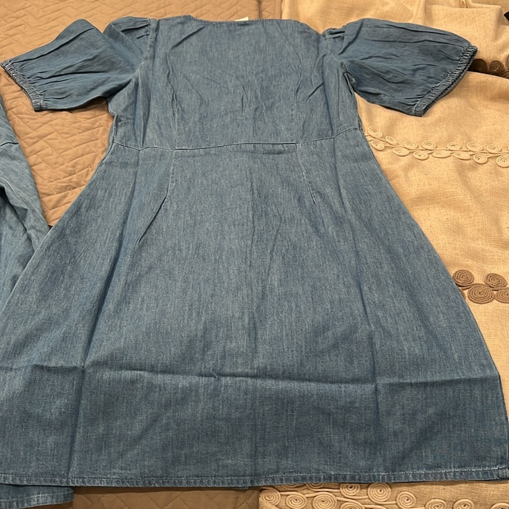 GAP Denim Puff Sleeve Button-Front Mini Dress/NWT/MEDIUM - Picture 8 of 14